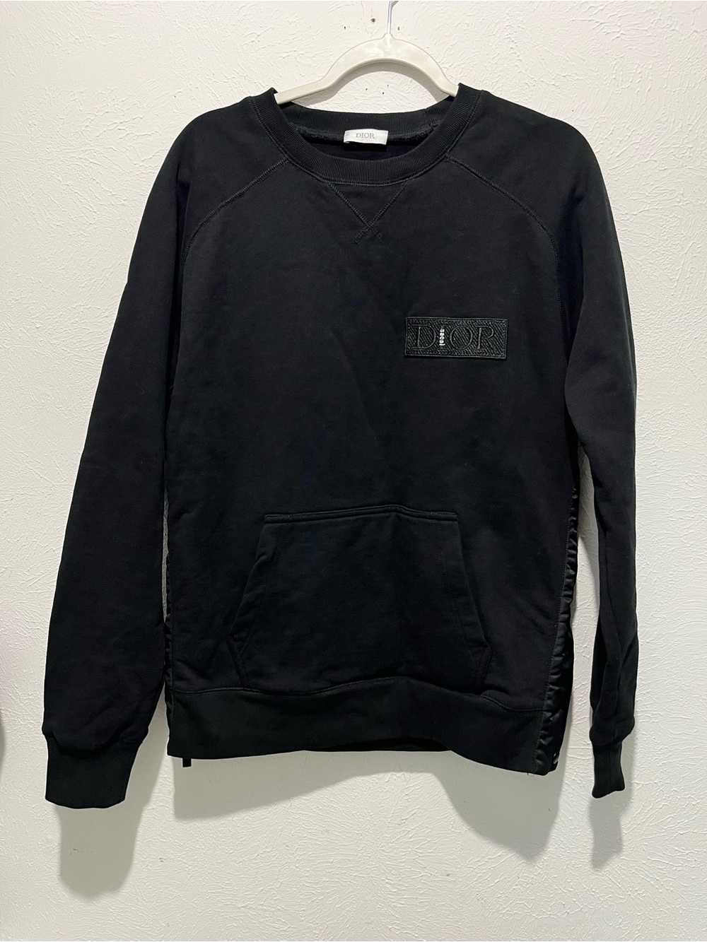 Dior Sacai Unisex Black Crewneck Sweatshirt Subtle Logo Patch Small-Medium